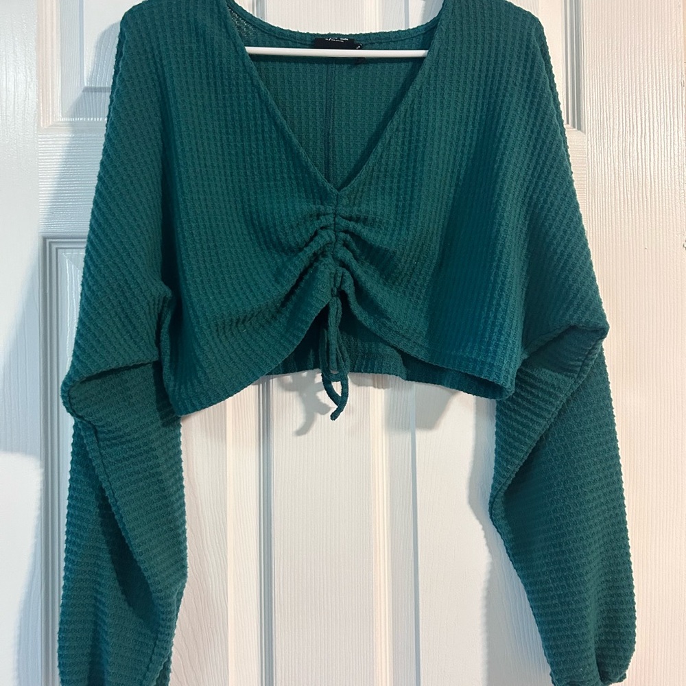 Urban Outfitters Green Textured Crop Top